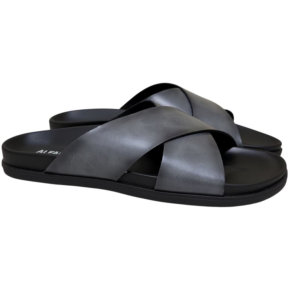 Alfani Men Wallacee Cross Strap Slide Sandals Size US 9M Charcoal Grey